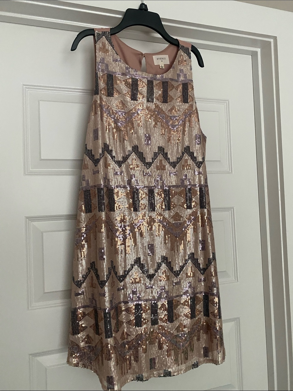 Everly Blush, Gold and Black Sequin Mini Dress